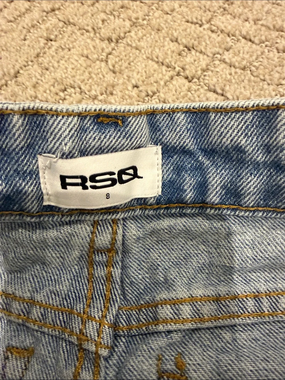 RSQ Light Blue Denim Shorts with White Bow Appliqués